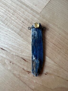 Raw Blue Kyanite Pendant with Citrine Accent